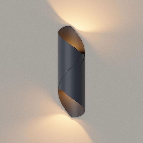 10W Indoor/Outdoor Wall Light, IP65 Modern Up/Down LED Aluminum Wall Lamp, Outdoor Lighting for Entrance Hallway Garden, Warm White 3000K, Anthracite