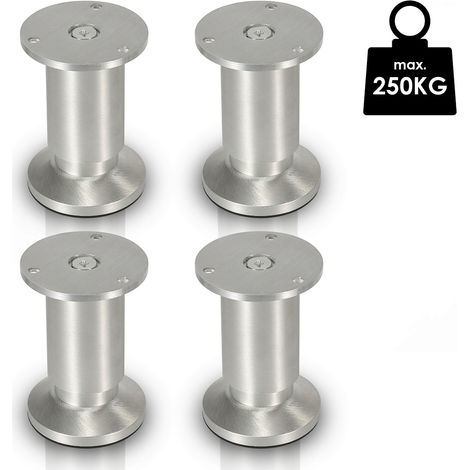 Randaco 4X Piernas de muebles 8CM Aleación de aluminio Pierna de soporte de sofá Pierna de armario ajustable Piernas de sofá Piernas de cama