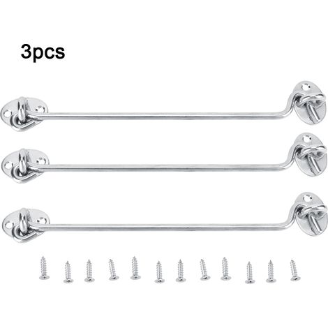 3 pcs loquet de porte en acier inoxydable massif 10 pouces pour fenêtre, fermeture de sécurité à crochet œil pour intimité de cabine