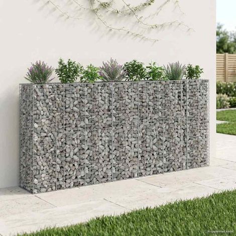 Gabionen Hochbeet 4 pcs Silber 330 x 50 x 150 cm