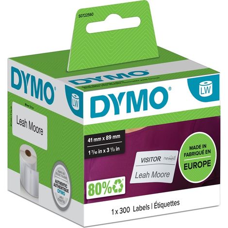 DYMO Rouleau d'étiquettes 11356 S0722560 89 x 41 mm papier blanc 300 pc(s) décollable Etiquette porte-noms