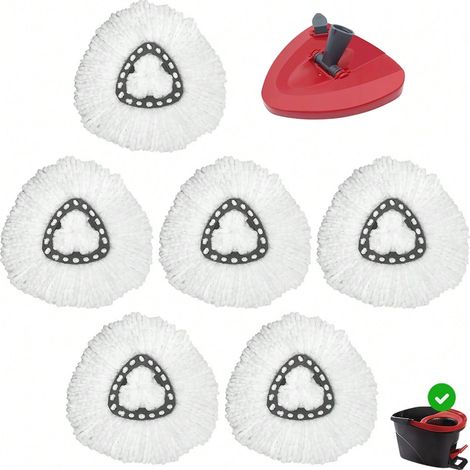 Recharges de serpilère tournante avec base, parfaites pour système Easywring 1 réservoir, têtes de serpillère de rechange en microfibre, fournitures de nettoyage pour sols domestiques, 4pcs. (1/4)
