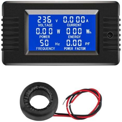 LCD Ampèremètre Numérique Voltmètre AC 80-260V 100A, Compteur De Puissance 6-en-1 Panneau De Compteur D'électricité Domestique, Type Fermé Compteur D'énergie CT Compteur De Puissance (1/4)