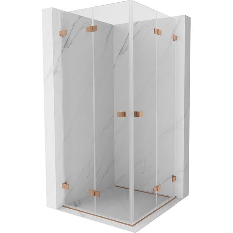Mexen Lunar-F Duo Duschkabine faltbar 90 x 90 cm, transparent, gebürstetes Kupfer - 836-090L-090P-65-00 (1/5)
