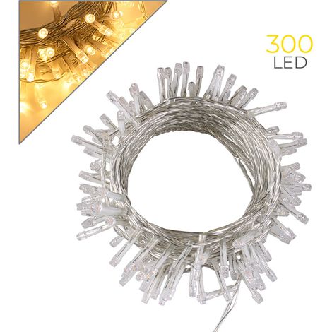 CATENA DI LUCI GIALLE 300 LED 31V CON CAVO TRASPARENTE DA 15 METRI - ILLUMINAZIONE VERSATILE PER DECORAZIONI NATALIZIE (1/8)