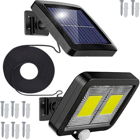Lampe Solaire Extérieur, Détecteur de Mouvement, étanche, 2200 W, LED 108, 14.8 x 12.7 cm, Alimentation électrique énergie solaire, pour Jardin, Garage, patio, Noir (1/5)