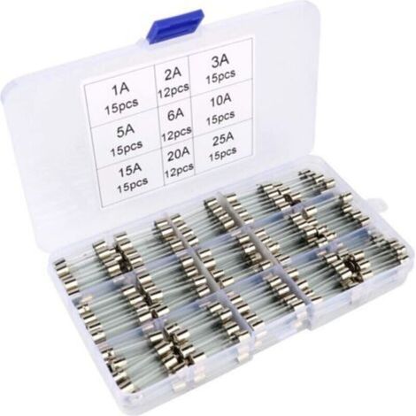 Kit de 126 fusibles en verre assortis 6 x 30 mm – Coup rapide 1A 2A 3A 5A 6A 10A 15A 20A 25A – Protection efficace appareils - AMP 1 A