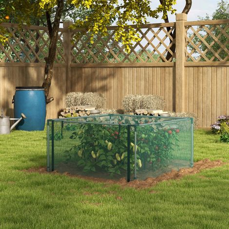 Filet anti-insectes de jardin 1,25x1,25m vert - Avec porte à fermeture éclair, résistant au vent et structure en acier, idéal pour le jardin et la terrasse