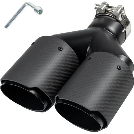 Embout Echappement 60mm Double Sortie, Carbone (1/5)
