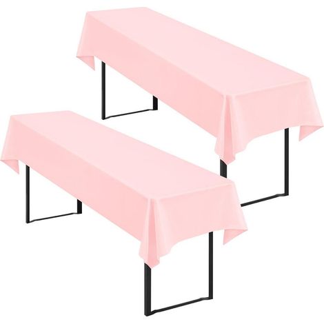 Lot de 2 nappes de table de bière Rose 250x100cm, facile d'entretien & lavable