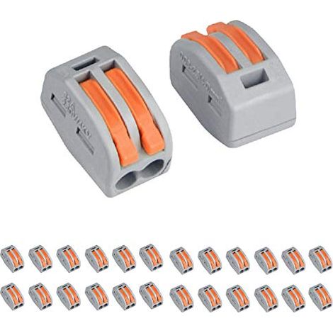 Striscia di connessione elettrica rapida, 2 poli, Ø 4 mm. 32 A, confezione da 24 pezzi (1/2)