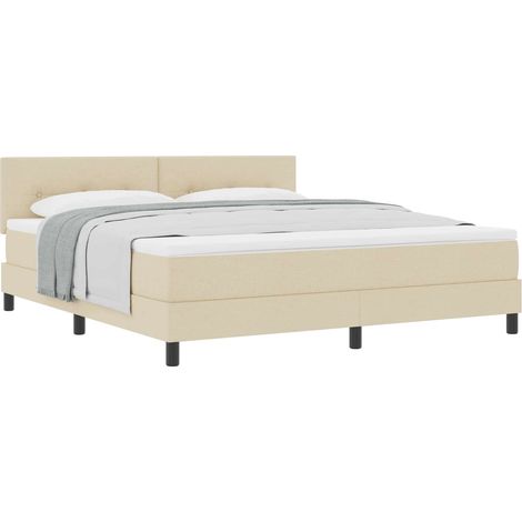 Maison Exclusive - Lit à ressorts avec tête de lit Crème 180 x 200 cm tissu (1/5)