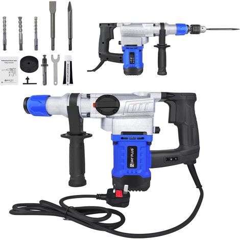 Marteau perforateur électrique SDS 1800W 230V Max Breaker, 0-4500rpm Outil de démolition Brise-béton, Marteau perforateur 4 fonctions - Perceuse, Burineur, Rotation, Marteau, 10 x Attaches incluses (1/5)