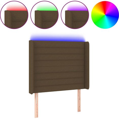 Maison Exclusive - Cabecero con LED de tela marrón oscuro 93x16x1 (1/5)