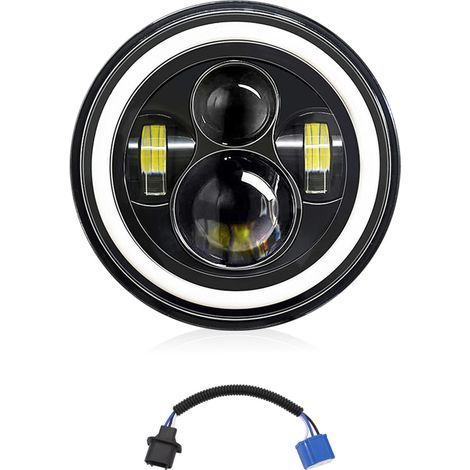 Phare LED rond 7 pouces 140W 6000K, feux croisement/route/jour/clignotants, compatible Jeep Wrangler JK JKU TJ LJ CJ, Hummer H1 H2, Chevy, Ford Miata (1/5)