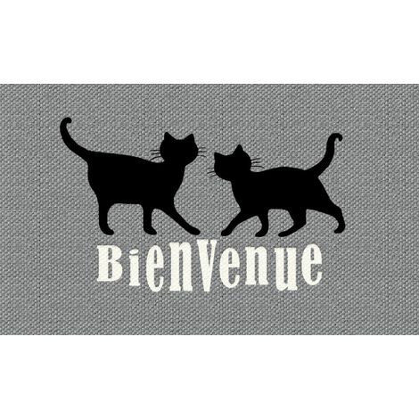 Alfombra de terciopelo Bienvenida Gato 45x75 - Mercurio