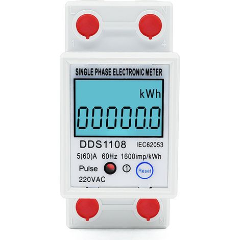 Medidor de electricidad monofásico, función de reinicio, visualización de consumo con pantalla LCD, visualización de consumo de energía de 5 (60) A 220 V (1/5)