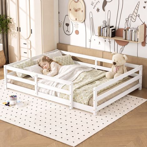 lit enfant couchage sécurisé 140x200 pin blanc OKMYHOME (1/5)