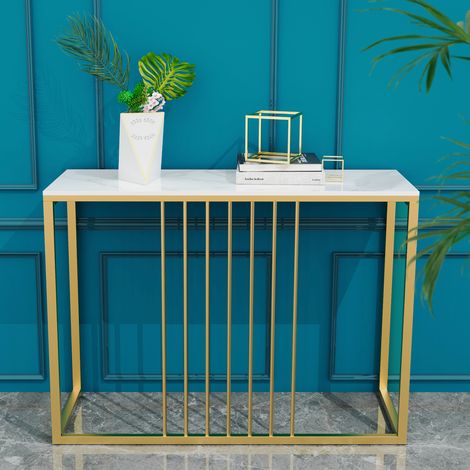 100cm Luxury Console Table Art Design Lounge Living Room Hallway Entry Side Table Gold (1/5)