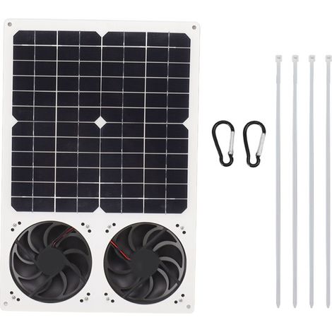 40-W-Solarventilator-Set, wasserdicht, 6-Zoll-Doppelventilator, tragbare Belüftung für Hühnerställe, Gewächshäuser, Unterstände