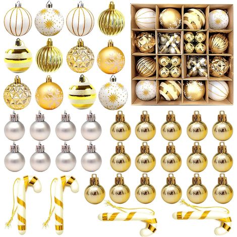 Boules de Noël, 40 pièces de décorations d'arbre de Noël brillantes et exquises, ensemble de boules de Noël bicolores, anti-chute (1/5)