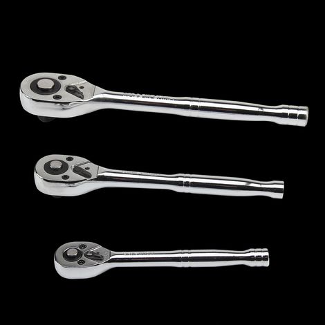 3-Piece Ratchet Handle Set - Quick Release Carbon Steel Wrench Kit for Home, Bicycle and Car Repair (1/5)