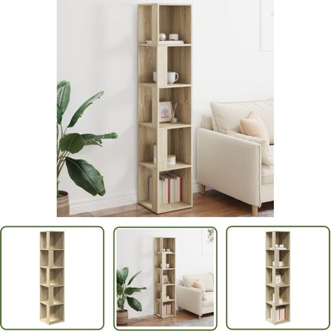 The Living Store Eckregal Sonoma-Eiche 33x33x164,5 cm Holzwerkstoff - Eckregal - Regalsystem - Wohnraumorganisation - Holzwerkstoffmöbel - Sonoma-Eiche (1/5)
