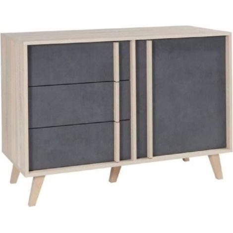 Buffet ENFILADE aparador pequeño modelo MALMO roble claro y gris concreto (1/5)