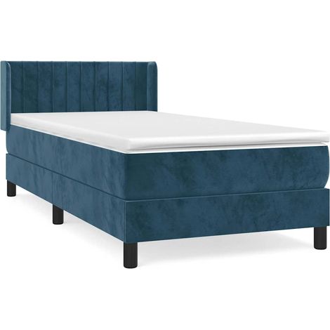Maison Exclusive - Sommier à lattes de lit avec matelas Bleu foncé 90x190 cm (1/5)
