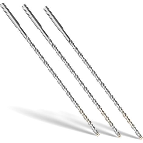 Lot de 3 Foret SDS Plus 8mm x 300mm,avec 4 taillants en carbure et double vis, pour béton, pierre naturelle (1/5)