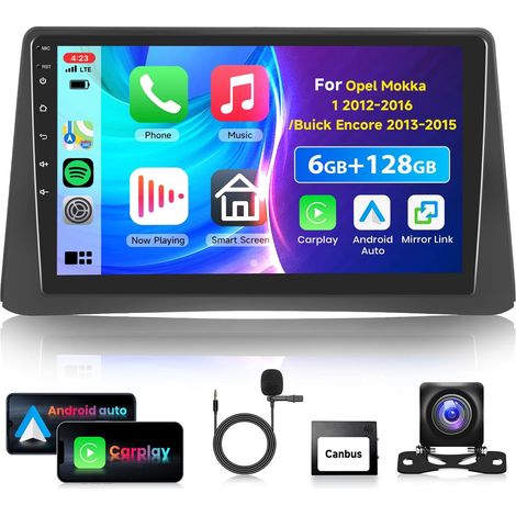 6G/128G 9" Autoradio pour 1 2012-2016/ 2013-2015 Carplay Android Auto sans Fil,EQ,WiFi GPS,Mirror Link,RDS/FM Radio 2 Din,Bluetooth Autoradio avec caméra de recul (1/5)