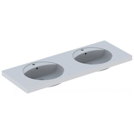 GE Preciosa double lavabo, 130x55cm avec robinetterie, avec vidange, blanc, KeraTect