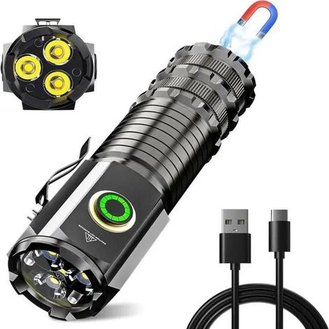 Petite Lampe Torche Rechargeable,5000 Lumens Lampe de Poche Tactique,5 Modes D'éclairage IPX5 Imperméable,LED a Pile Adaptée aux (1/3)