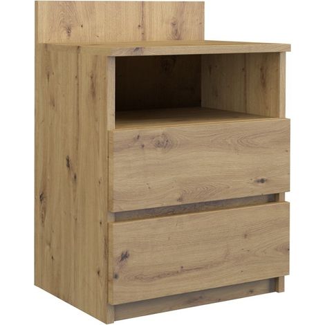 ASTER T1 Comodino/comodino per camera da letto Dimensioni 59x40x32 cmTavolino 2 cassetti + ripiano stile scandinavo (1/2)