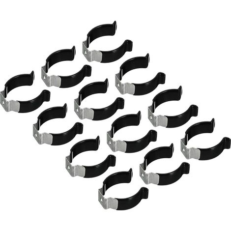 T10 U Clips Support Console pour LED Lumière Ampoule Montage Console Support Inox Acier Fluorescent Tube Support Tuyau Pinces, Noir Paquet de 12 (1/5)