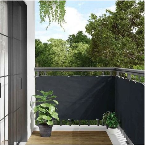 Paravent de balcon en tissu Oxford, 75 x 400 cm, gris anthracite (1/4)