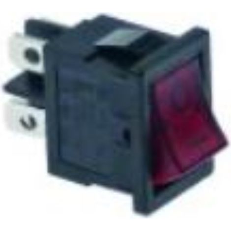 Interruptor bipolar rojo 19x13 mm. luminoso