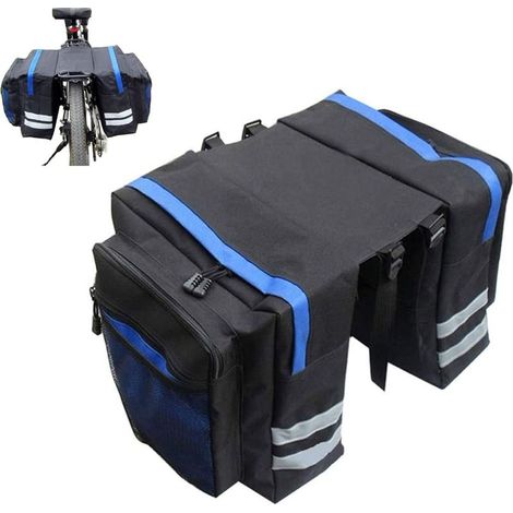 Sacoche Vélo, Vélo Double Sac, Sacoche Vélo Étanche, Sacoche Sacoche Porte Bagages Arrière, Sac Siège Arrière Vélos, Sacoches Porte Bagages Vélos, pour Le Rangement du Siège Arrière du Vélo, Bleu (1/5)