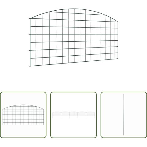 vidaXL Clôture verte -  Ensemble de clôture de jardin 5 pcs Vert 100 x 50 cm Acier (1/5)