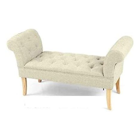 Panca retrò in tessuto scendiletto crema cm 103 x 40 x 60 h (1/4)