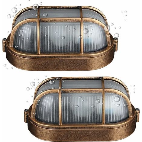 (2 pack)Applique D'extérieur,Lampe Ovale En Aluminium Moulé Sous Pression Applique,Murale Marine Nautique Lumière Vintage Industrielle,Lampe De Bateau,Décoration Mur Patio Couloir Lampes abat-jour (1/5)