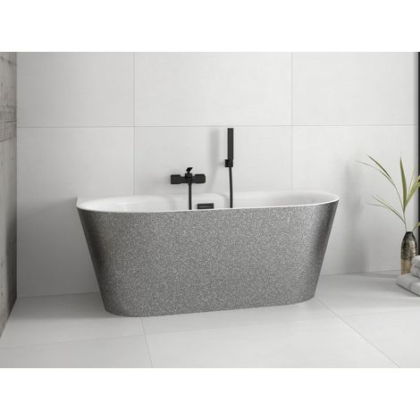 Baignoire asymétrique chrome glam avec bonde blanc VICA 170x80 (1/3)