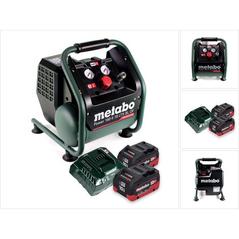 Metabo Power 160-5 18 LTX BL OF Akku Kompressor 18 V 8,0 bar Brushless + 2x Akku 10,0 Ah + Ladegerät