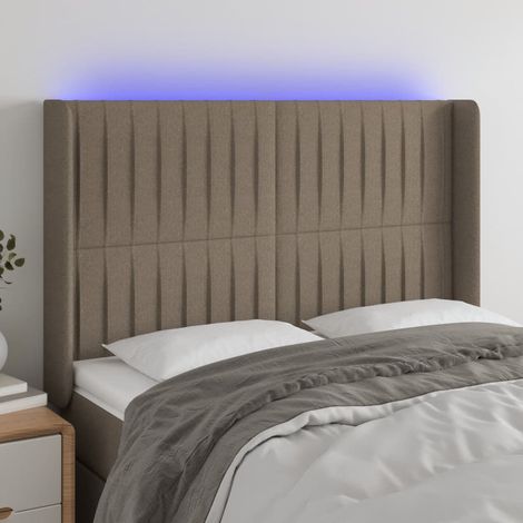 Tête de lit à LED - Design industriel - Pour Lit adulte - Taupe 147x16x118/128 cm Tissu Chic-426067 (1/5)