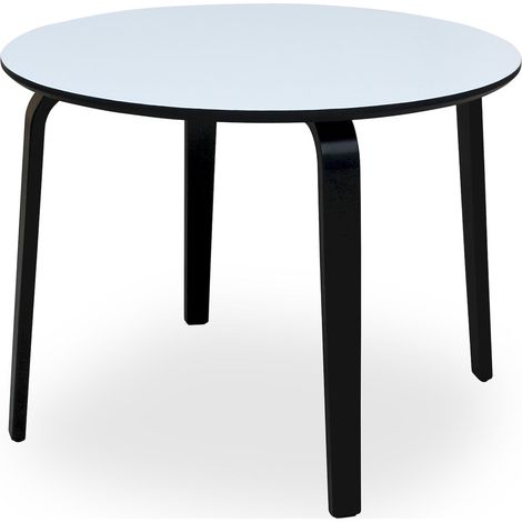 Table de salon élégance en bois blanc - Blanc avec pieds noirs (1/5)