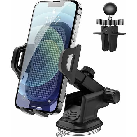 Green Mobility-Support de téléphone de voiture, tableau de bord de parebrise de ventilation universel 3 en 1 compatible avec divers téléphones. (1/5)