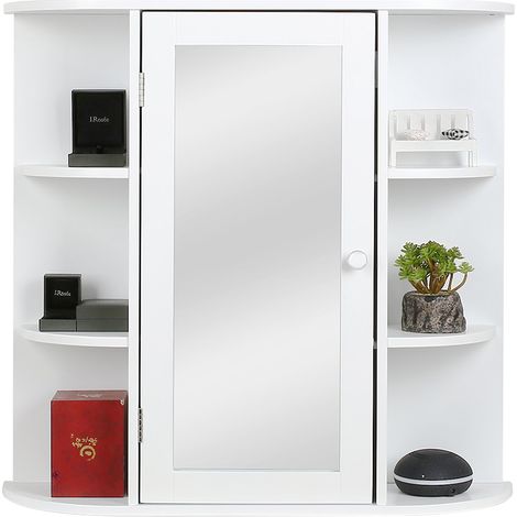 Spiegelschrank Badschrank Hängeschrank Badschrank Spiegel mit Ablage 60x16x58cm weiß Kommode