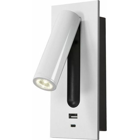 Liseuse LED Lampe de Chevet Lampe de Chevet avec Interrupteur Caché, Type C Lampe de Chevet Encastré Applique Murale Liseuse, Rotatif à 350° Pliable à 90°, 3W 3000K Lumière Chaude, Couleur Blanche,de (1/5)