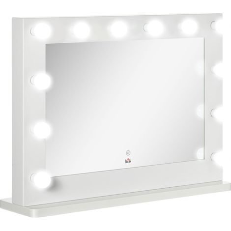 CHICFURN Specchio Hollywood con illuminazione 80 x 60 cm bianco, 12 LED touch con memoria (1/5)