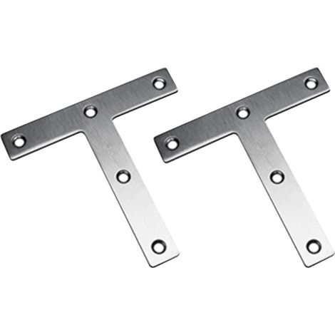 T-förmige Halterungen, 120 x 120 mm flache gerade Halterungen, Möbelbefestigungsplatte, Reparaturhalterungen aus Edelstahl (2 Stück)—— (1/4)